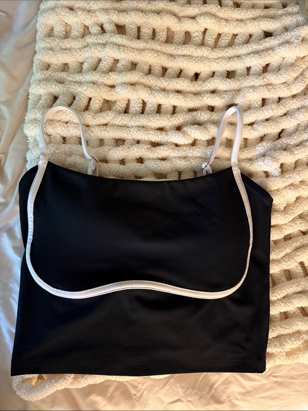 Abercrombie & Fitch Black Cropped Cami with White Trim